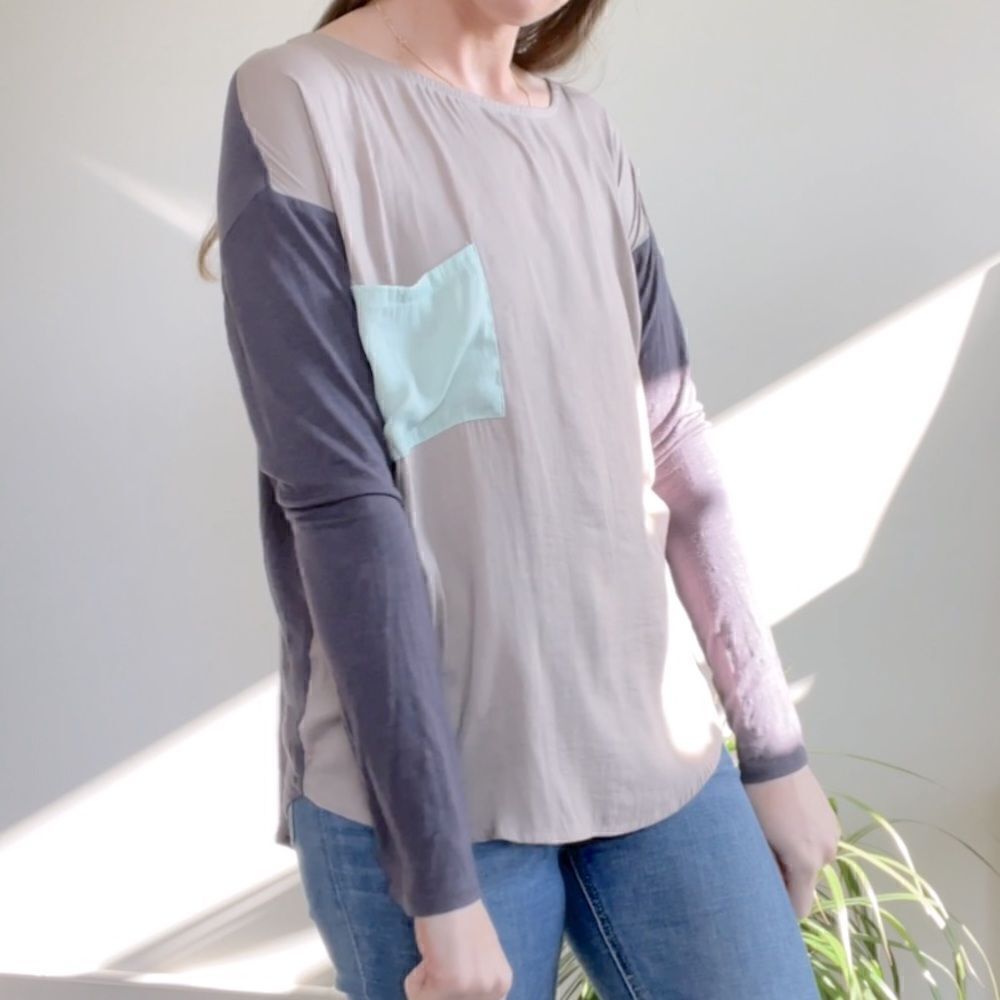 Anthropologie Dolan Color Block Pocket Long Sleeve M